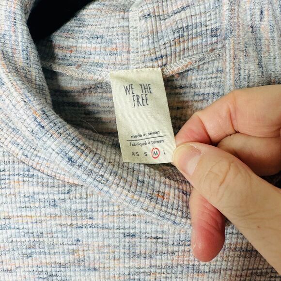 We The Free Ivory Multi-Color Long Sleeve Open Back Turtleneck Tunic Medium - Picture 5 of 15